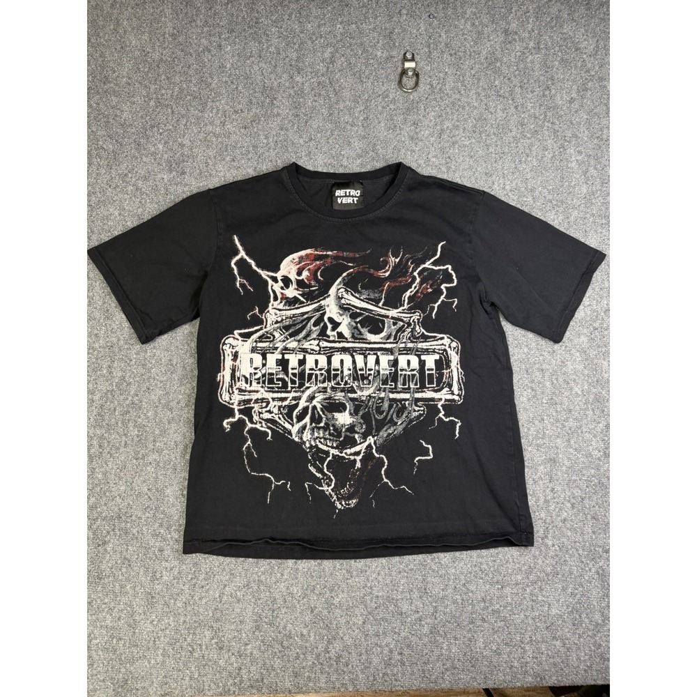Men's Retrovert Vert Ghost Rider Skull Double Sided T Shirt Size Medium